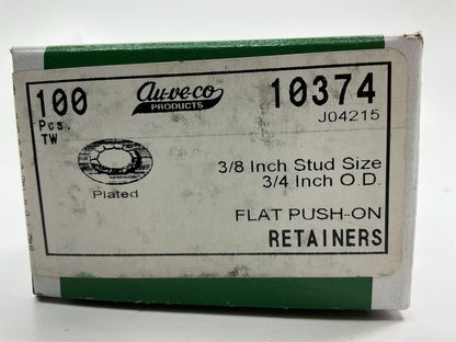 Auveco 10374 3/8'' Stud Flat Push-On Retainers 3/4'' O.D. Qty 100