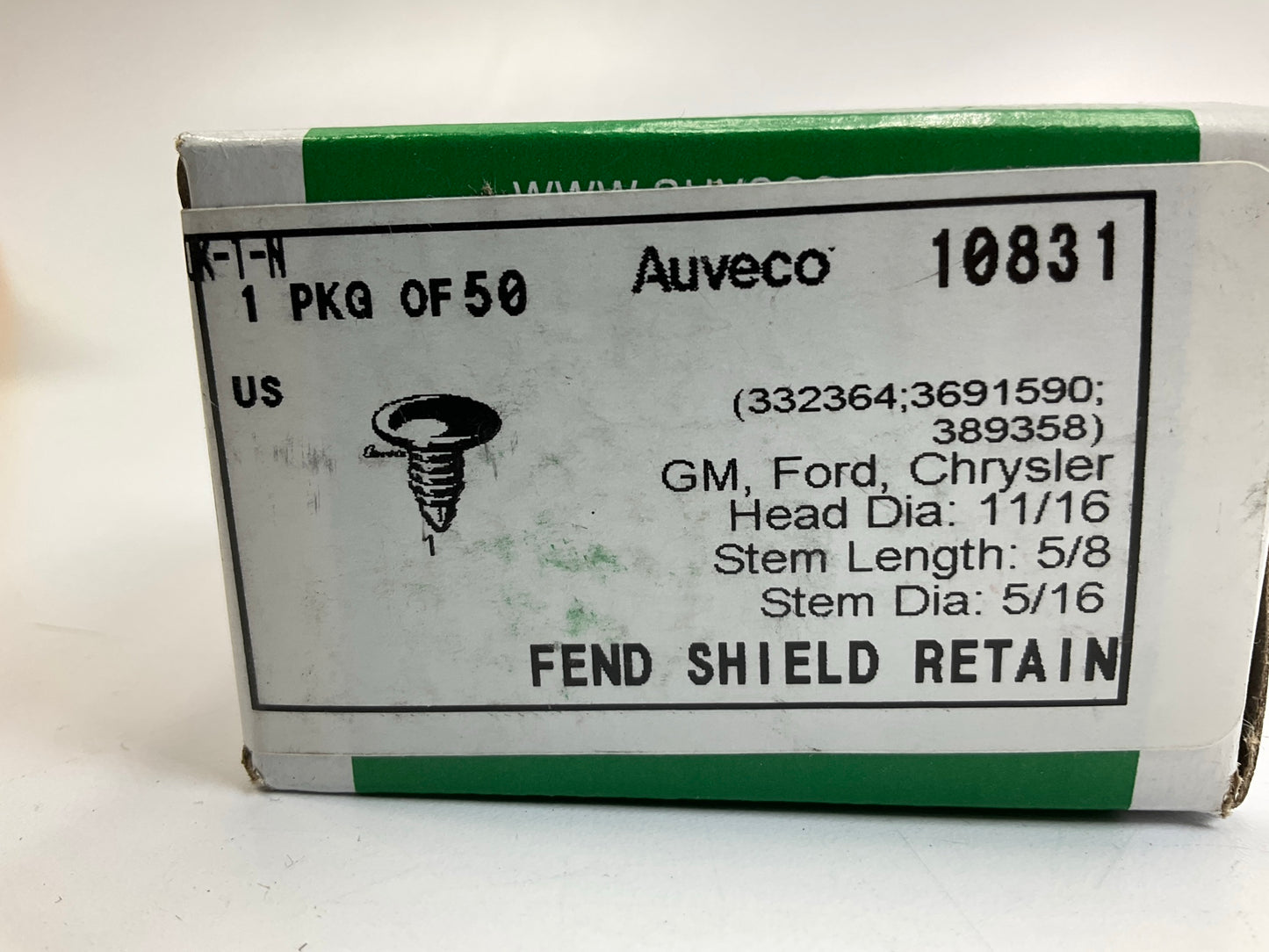 Auveco 10831 Trim Panel Retainer Clips , 11/16'' Head, 5/16'' X 5/8'' Stem, 50-Pack