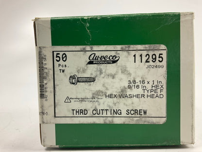 Auveco 11295 Thread Cutting Screw 3/8''-16 X 1'', Hex Washer Head, Type F, 50 Pcs
