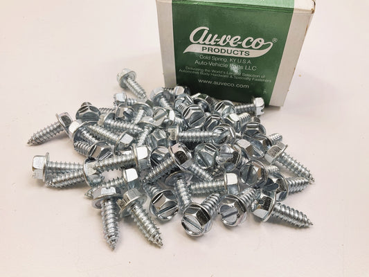 Auveco 11369 #14 X 3/4 Slotted Hex Head License Plate Screws Qty 50