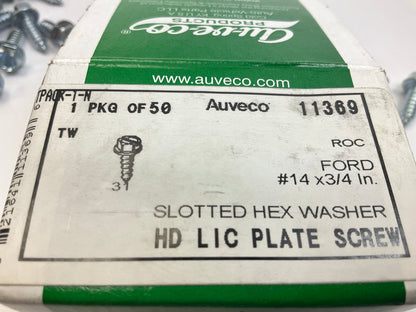 Auveco 11369 #14 X 3/4 Slotted Hex Head License Plate Screws Qty 50