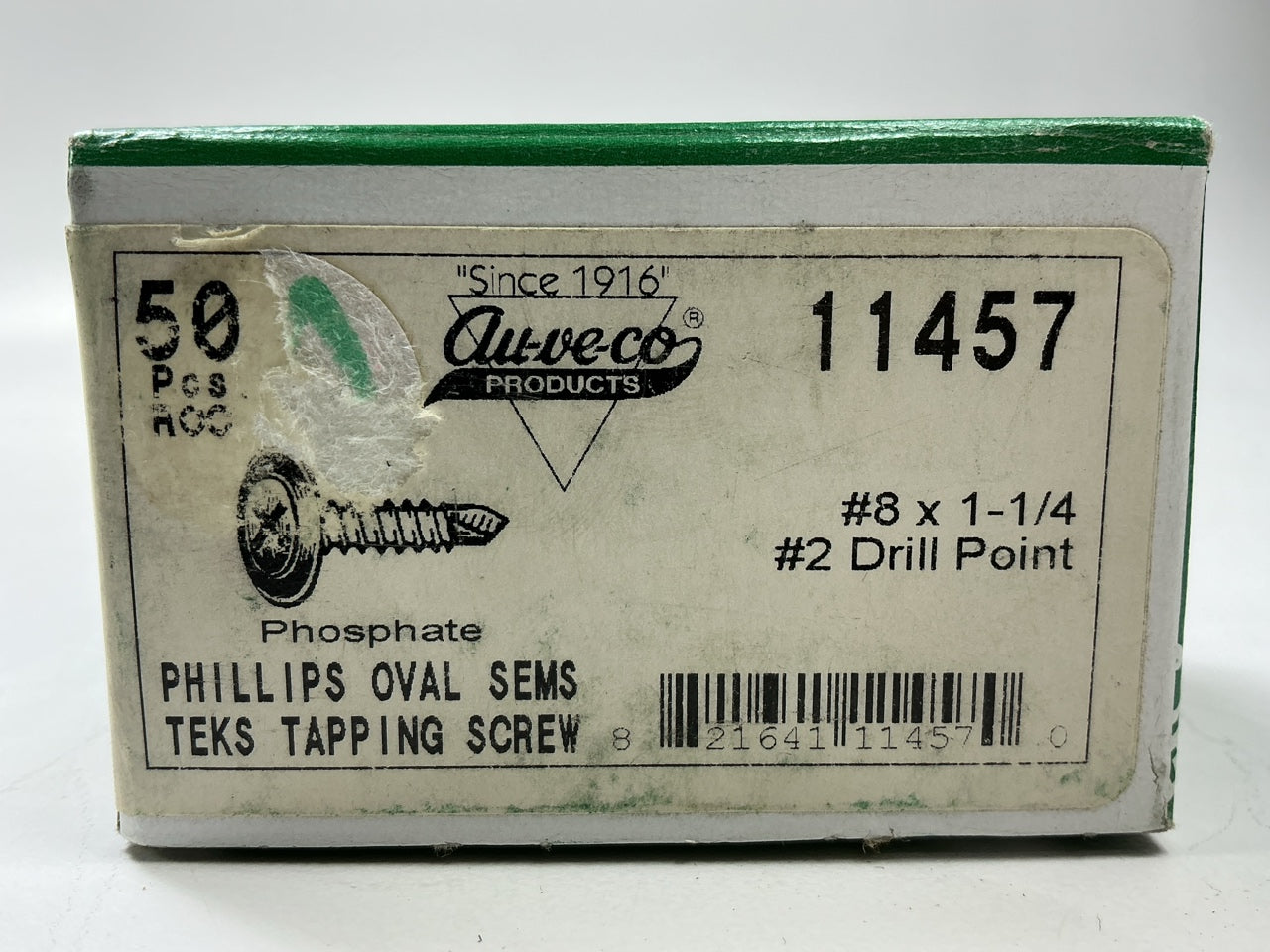 Auveco 11457 #8-18 X 1-1/4 Phil Oval Countersunk Wash Sems Qty 50