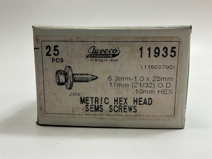 Auveco 11935 M6.3-1.0 X 25mm Metric Hex Head Sems Bolts Qty 25