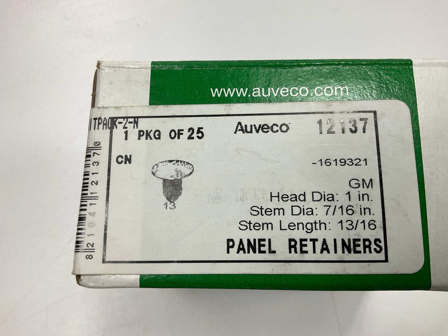 Auveco 12137 Radiator Apron Panel Retainer Clip 3/8'' Hole Qty 25