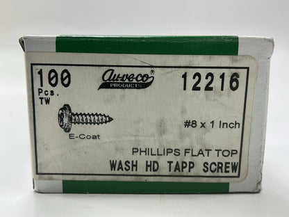 Auveco 12216 Phillips Flat Head Washer Tapping Screw - #8 X 1'' Qty 100