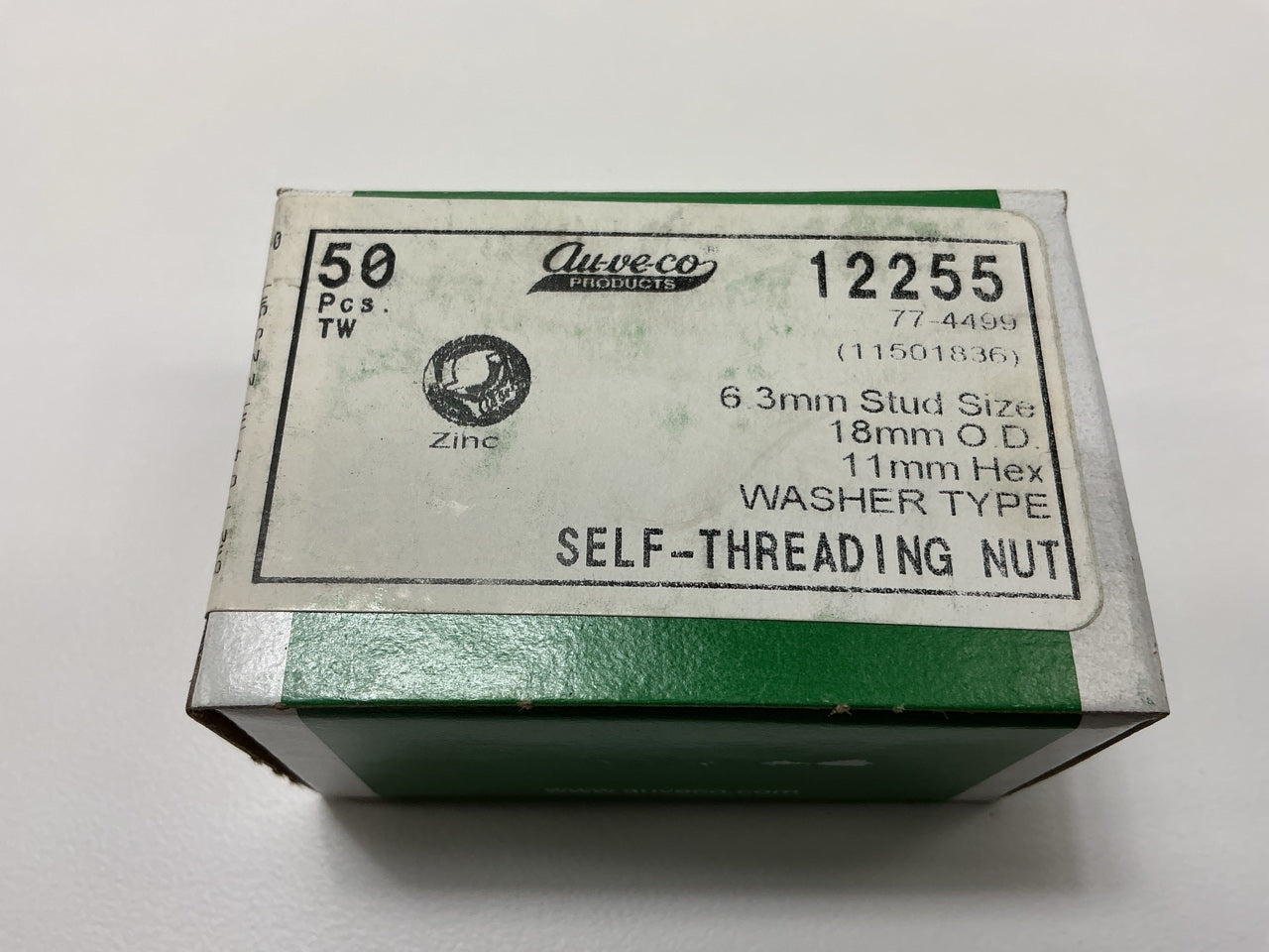 Auveco 12255 Thread Cutting Nuts 6.3mm Stud Size Qty 50