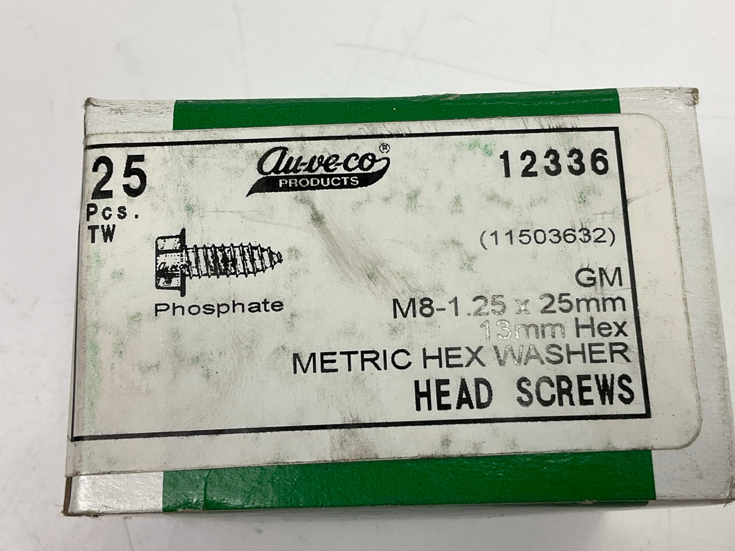 Auveco 12336 Metric Body Bolt Hex Washer Head Screw M8 X 1.25mm Class 9.8 25 Pcs