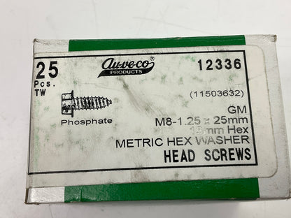 Auveco 12336 Metric Body Bolt Hex Washer Head Screw M8 X 1.25mm Class 9.8 25 Pcs