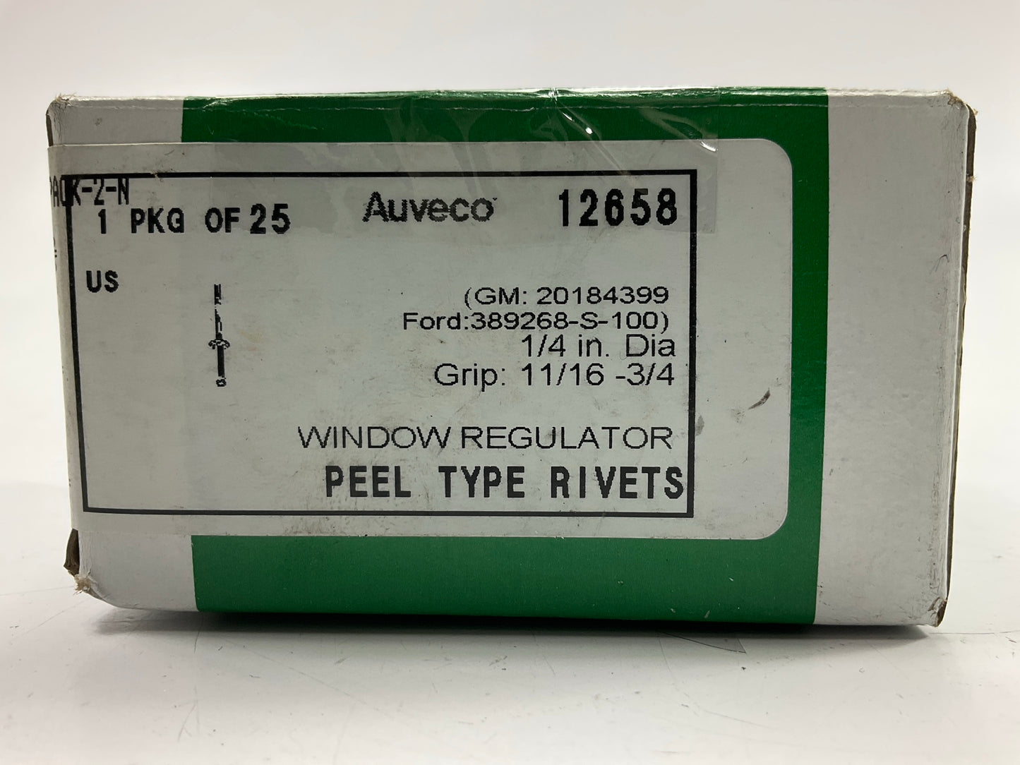 Auveco 12658 Window Regulator Peel Type Rivets 1/4'' Diameter (Box Of 25)