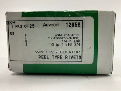 Auveco 12658 Window Regulator Peel Type Rivets 1/4'' Diameter (Box Of 25)