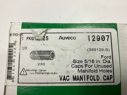 Auveco 12907 Vac Manifold Cap 5/16'' Long, Box Of 25