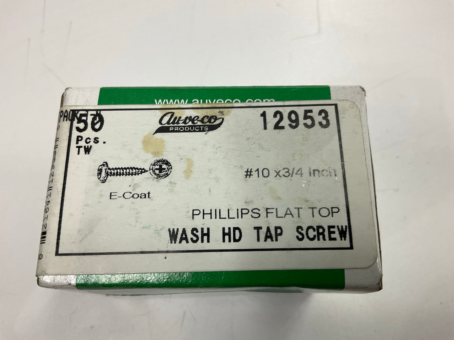 Auveco 12953 Tapping Screw Phillips Flat Washer Head #10 X 3/4'' Qty 50