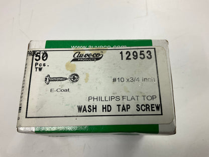 Auveco 12953 Tapping Screw Phillips Flat Washer Head #10 X 3/4'' Qty 50