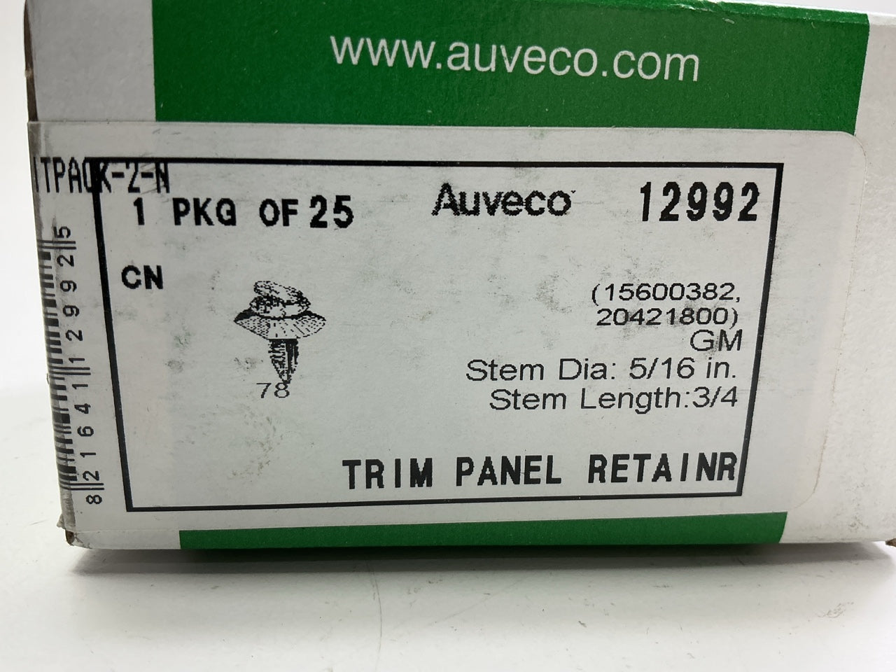 Auveco 12992 Door Panel Retainer Interior Trim Door Card Clip Plastic Qty 25