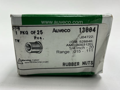 Auveco 13004 Well Nut 1/4''-20 Thread, 0.625'' Head, 0.5'' Hole, 0.641'' Lgth Qty 25