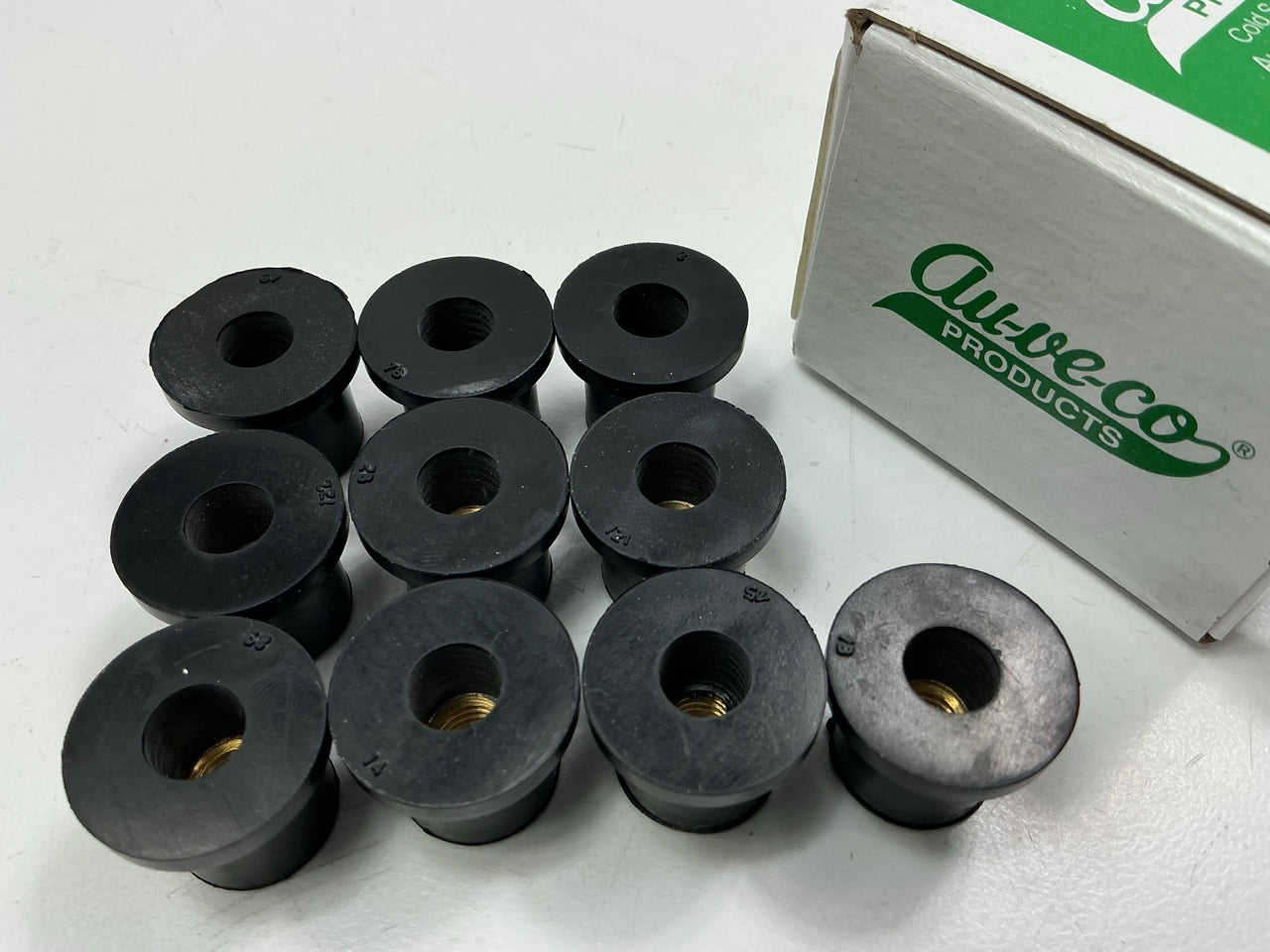 (10) Auveco 13011 Rubber Well Nut, Thread Size 5/16''-18, Brass Insert