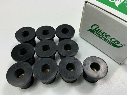 (10) Auveco 13011 Rubber Well Nut, Thread Size 5/16''-18, Brass Insert