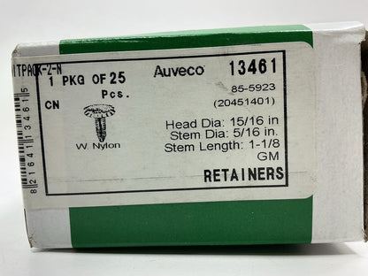 Auveco 13461 Trim Panel Retainer, White Nylon, Double Head Qty 25