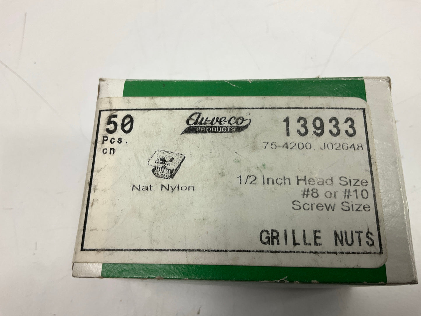 Auveco 13933 Nylon Grille Nut Number 8 Or Number 10 Screw Size 1/2'' Hd QTY 50