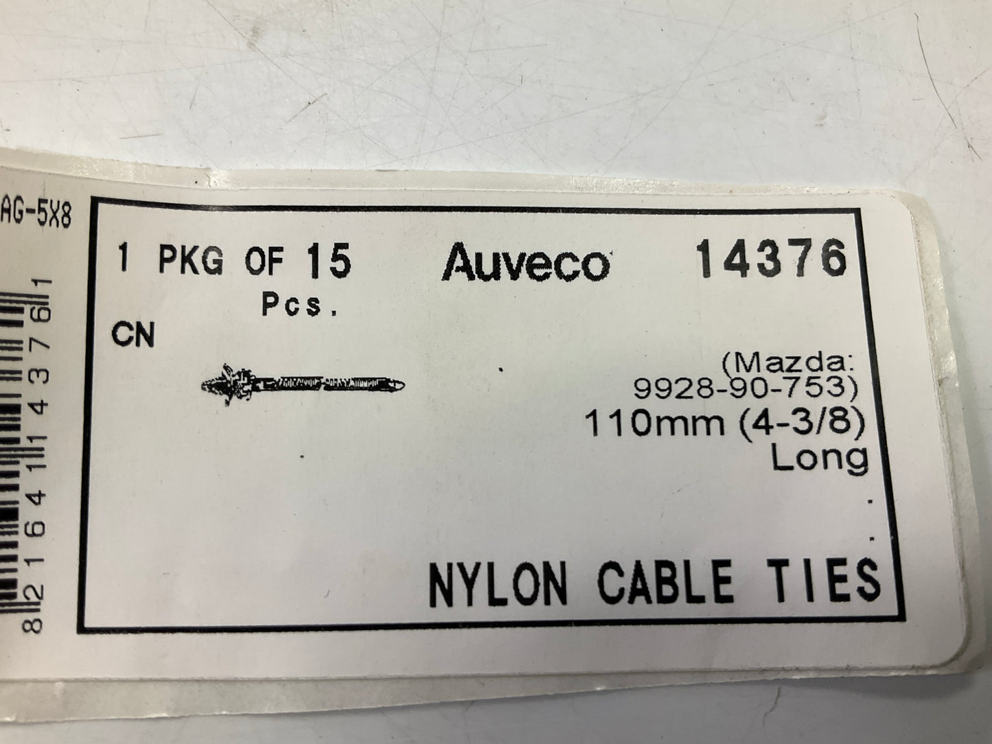 (15) Auveco 14376 Releasable Cable Strap Length: 110mm (4-3/8'')