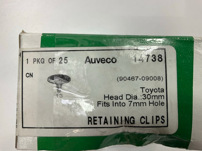 Auveco 14738 Retaining Clip, 30mm Head Dia, Stem Length 17mm, 7mm Hole Qty 25