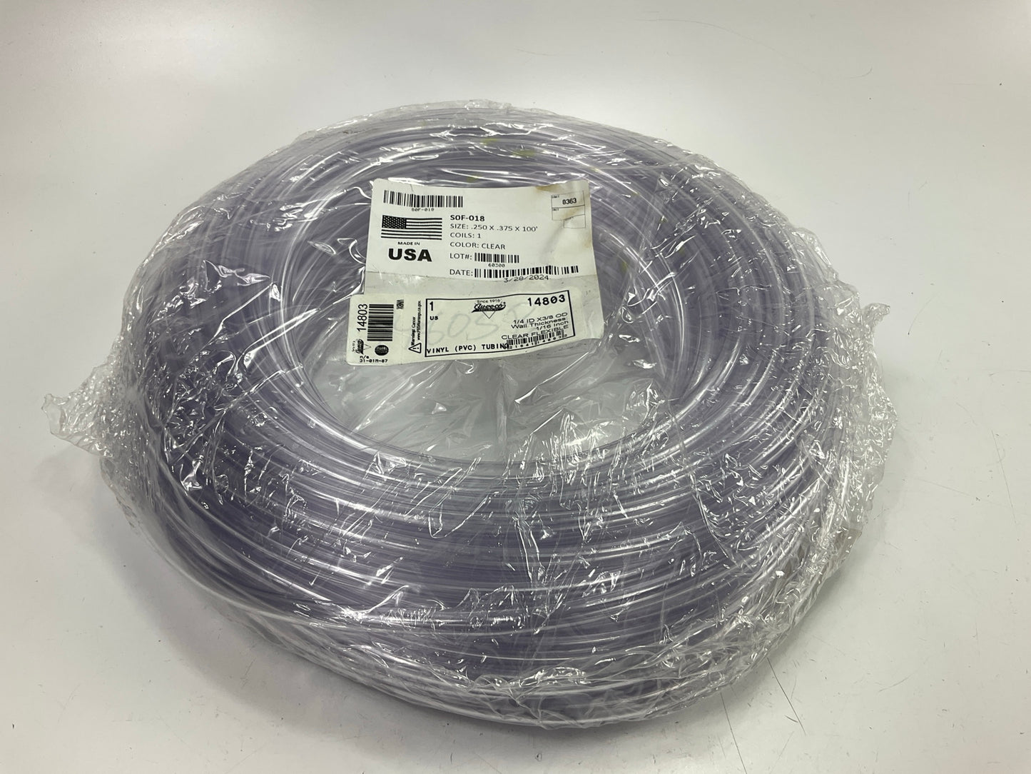 Auveco 14803 Clear Tubing 1/4'' Inside Diameter 3/8'' Outside Diameter, 100 Feet