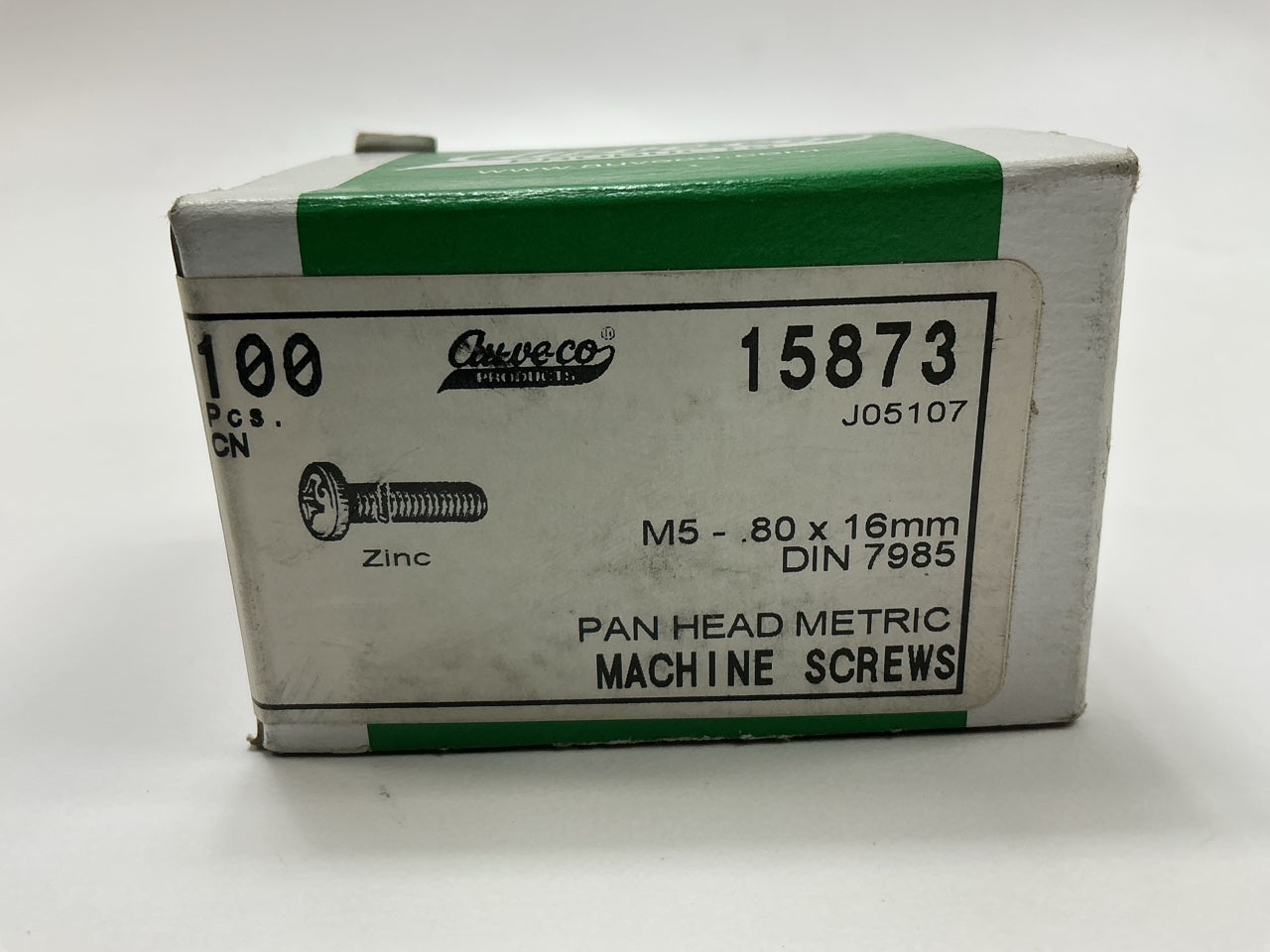 Auveco 15873 M5.8x16mm Zinc Phillips Pan Head Screws Qty 100