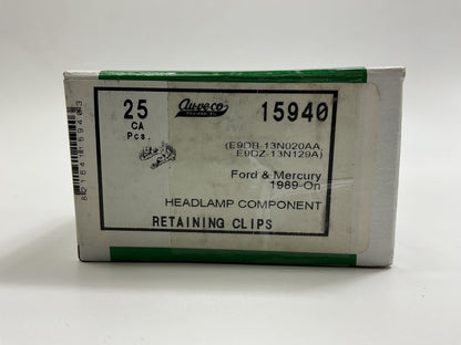 Auveco 15940 Headlight Component Pivot Retaining Clip Qty 25