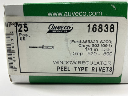 Auveco 16838 Window Regulator Peel Type Rivets 6031091 - Pack Of 25 Pcs