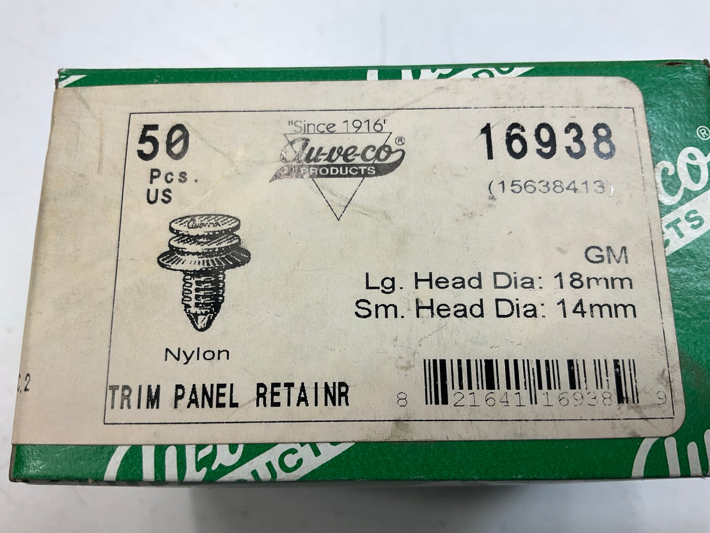 Auveco 16938 Trim Panel Re Tainer Over All Length: 29/32'' Qty 50