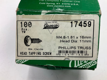 Auveco # 17459 Phillips Truss Head Tapping Screw M4.8-1.61 X 16mm, 100 / Pack