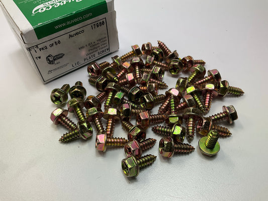 Auveco 17980 Phillips Hex Washer Head License Plate Screws Qty 50
