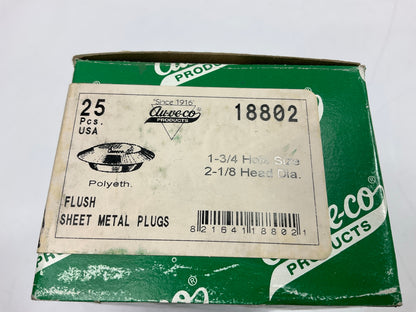 Auveco 18802 25 Flush Sheet Metal Plugs 1-3/4'' Hole Black Qty 25