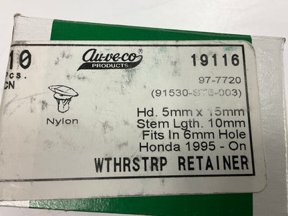 Auveco 19116 Weather Strip Retainer Honda Civic 1995-Up Qty 10
