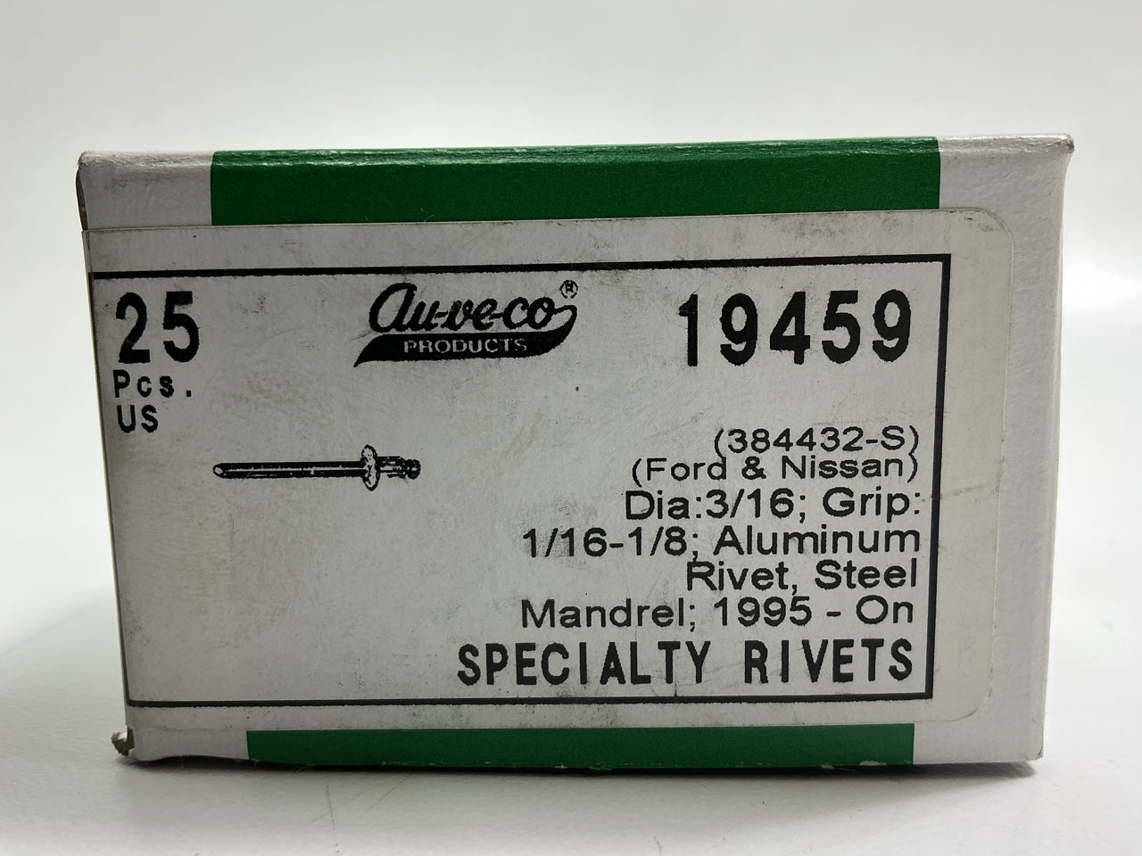 Auveco 19459 Specialty Aluminum/Steel Rivets Qty 25