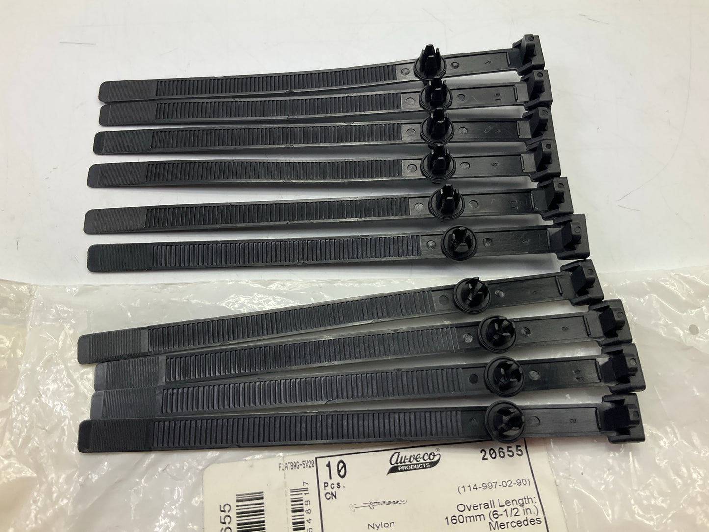 (10) Auveco 20655 Cable Strap Overall Length 160mm (6-3/8'') Fit Into 8mm Hole