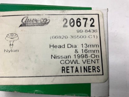 Auveco 20672 Cowl Vent Retainers Clip Qty 25