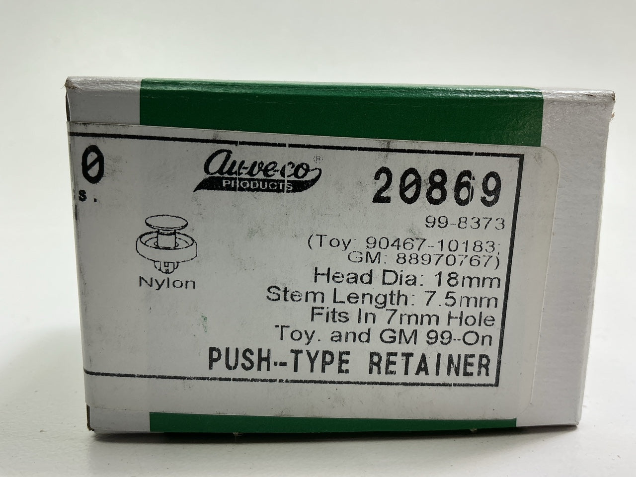 Auveco 20869 Toyota Front Fender Liner Push-Type Retainer Clips, 10 / Pack
