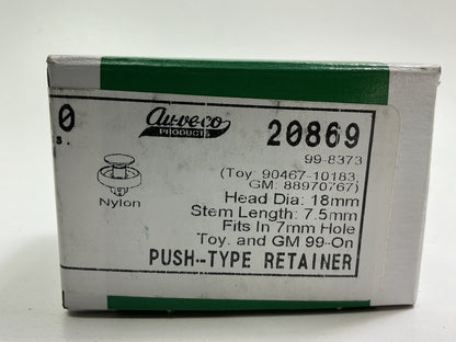 Auveco 20869 Toyota Front Fender Liner Push-Type Retainer Clips, 10 / Pack