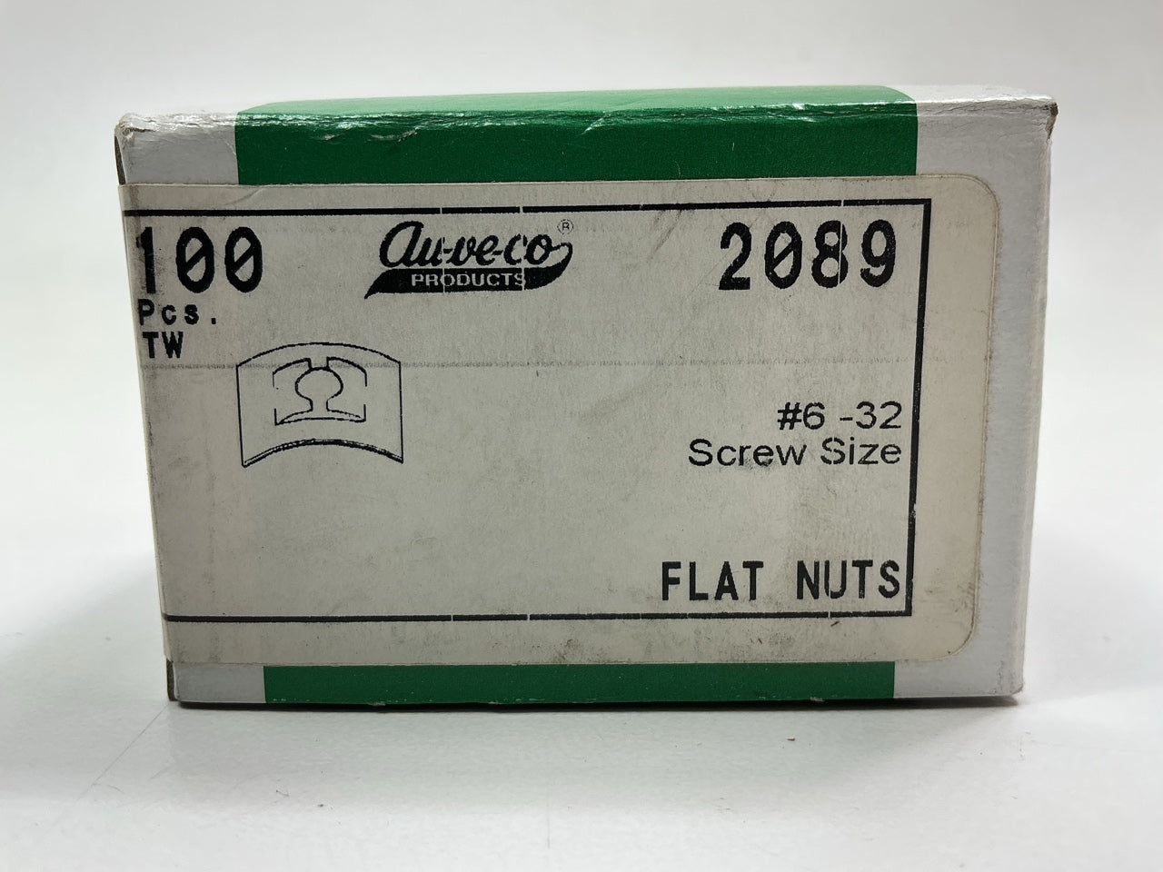 Auveco 2089  #6-32 Screw Size, Flat Nuts 5/16 X 1/2 - Pack Of 100