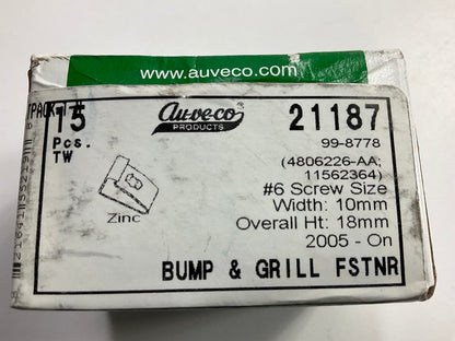 (15) Auveco 21187 Front & Rear Bumper & Grille Clip #6 Screw Size Width: 10mm