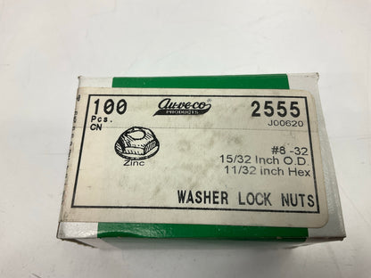 Auveco 2555 Washer Lock Nut #8-32, 15/32'' OD, 11/32'' Hex Qty 100