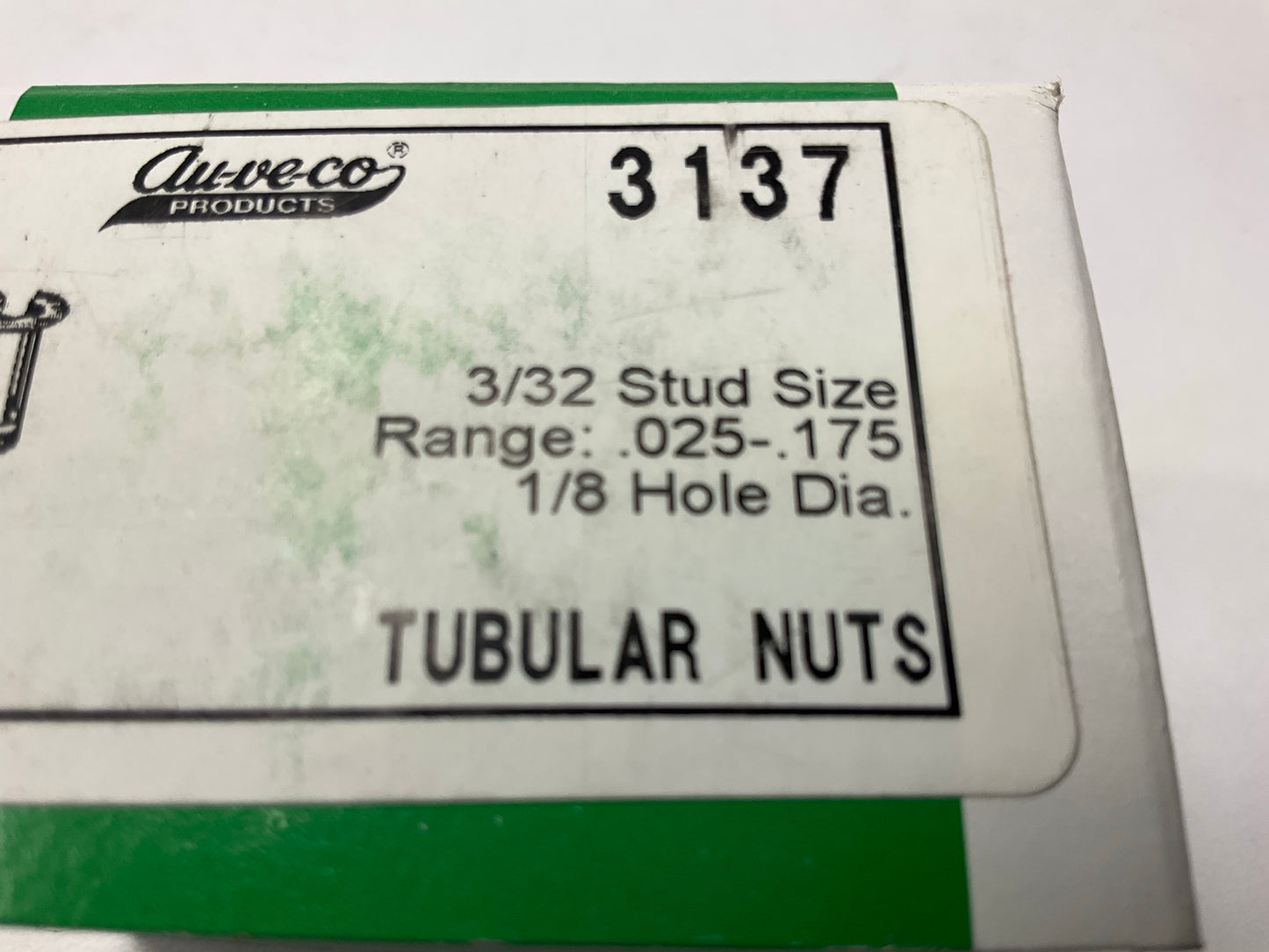 Auveco 3137 Tubular Nut For 3/32 Stud .025-.175 Panel Range Qty 100