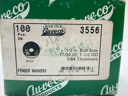 Auveco 3556 Fender Washer 1-1/2''OD, 17/32'' ID, For 1/2'' Bolt Size Qty 100