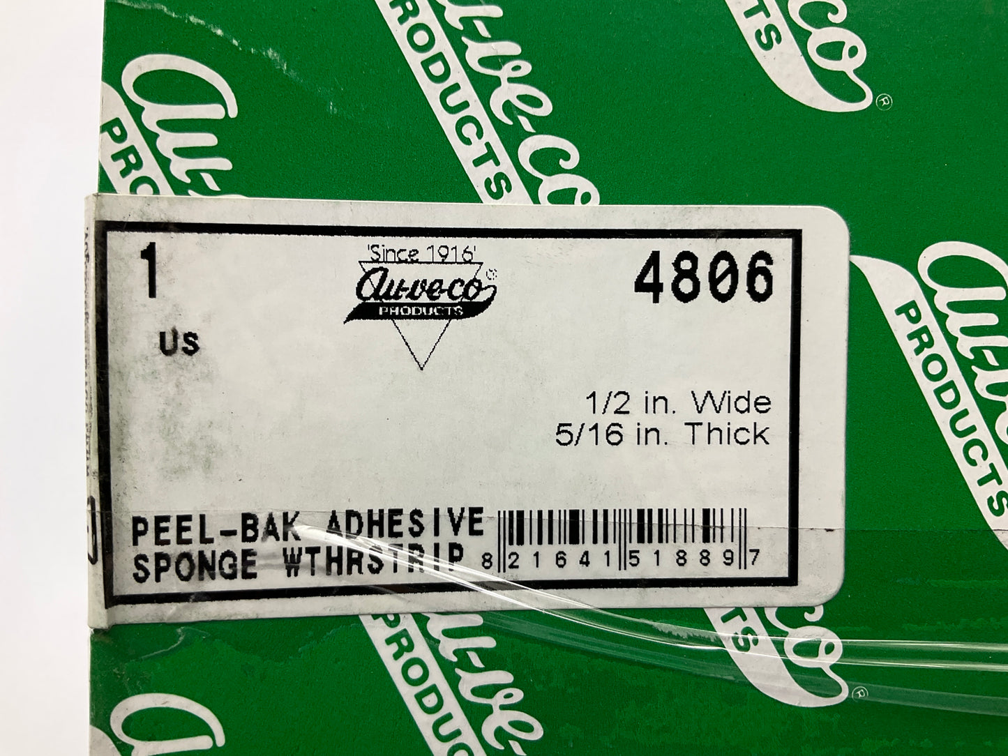 Auveco 4806 Peel-Bak Neoprene Weatherstrip Seal 1/2'' Wide, 5/16'' Thick, 10' Long