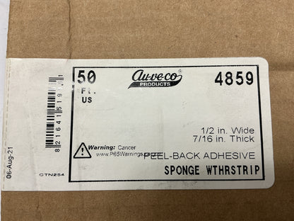 Auveco 7/16'' X 1/2'' X 50 Feet Peel-Bak Neoprene Sponge Weather Stripping Seal