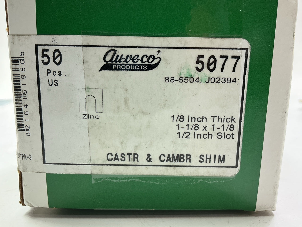 Auveco 5077 Shim 1/8'' Thk 1-1/8'' X 1-1/8'' With 1/2'' Slot Qty 50