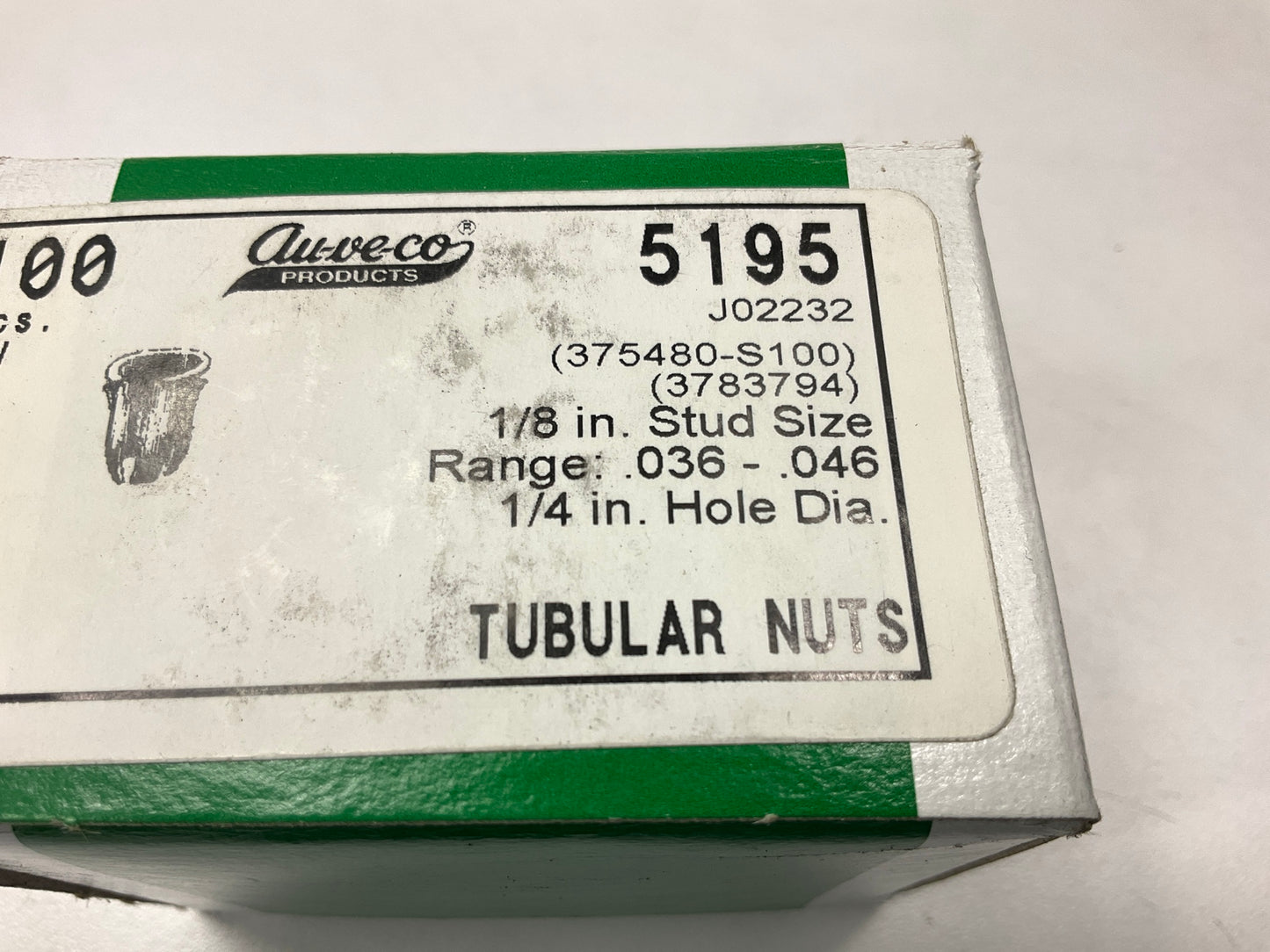 Auveco 5195 Tubular Nut For 1/8'' Stud, For 0.25'' Hole Qty 100