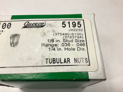 Auveco 5195 Tubular Nut For 1/8'' Stud, For 0.25'' Hole Qty 100
