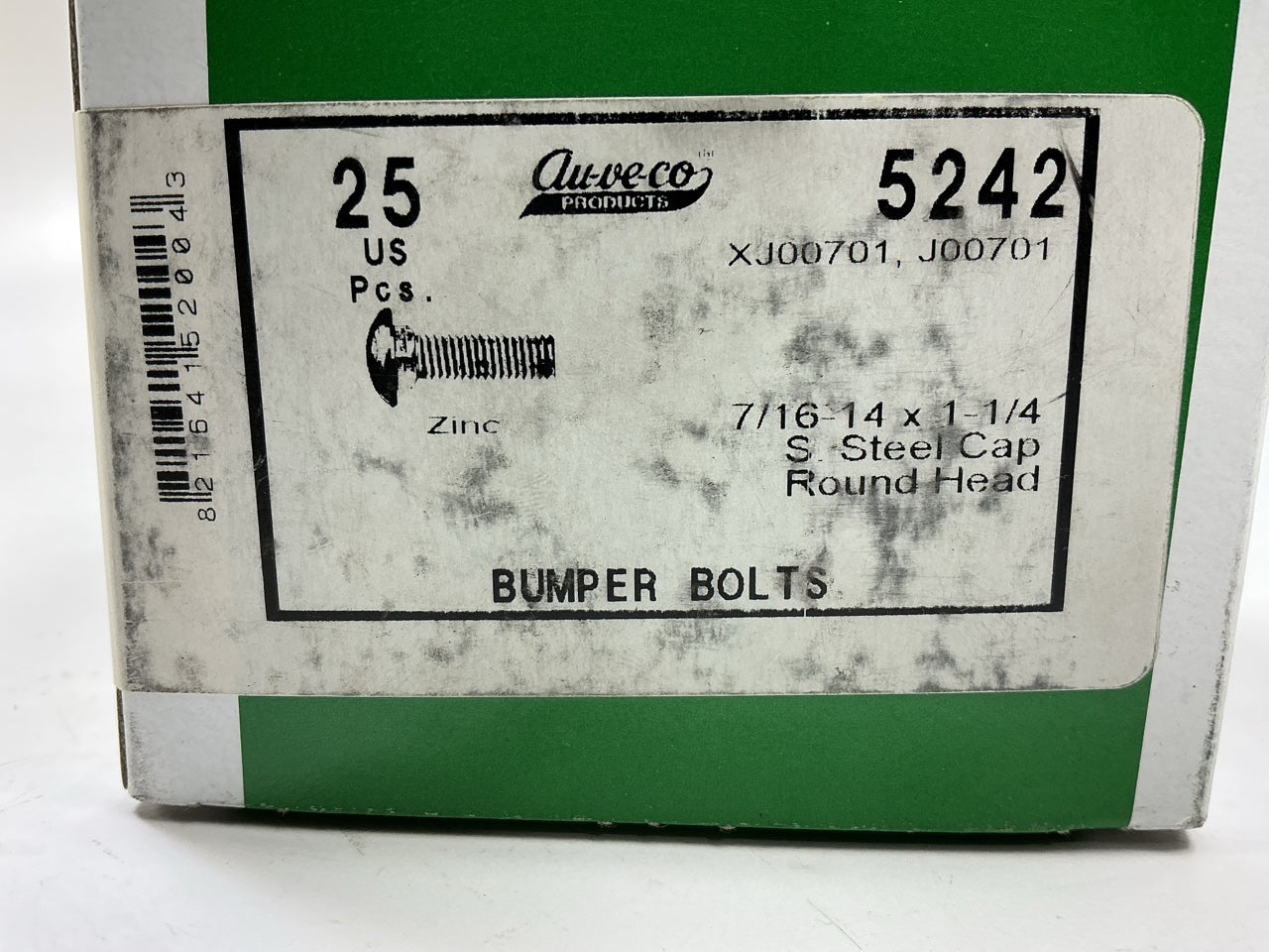 (24) Auveo 5242 7/16''-14 X 1-1/4'' Bumper Bolts, Stainless Steel Cap Round Head